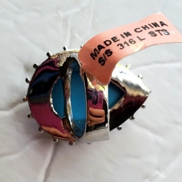 New Women's Stamped 316L S. Steel Necklace & Ring Size 7 NWT - Picture 12 of 12